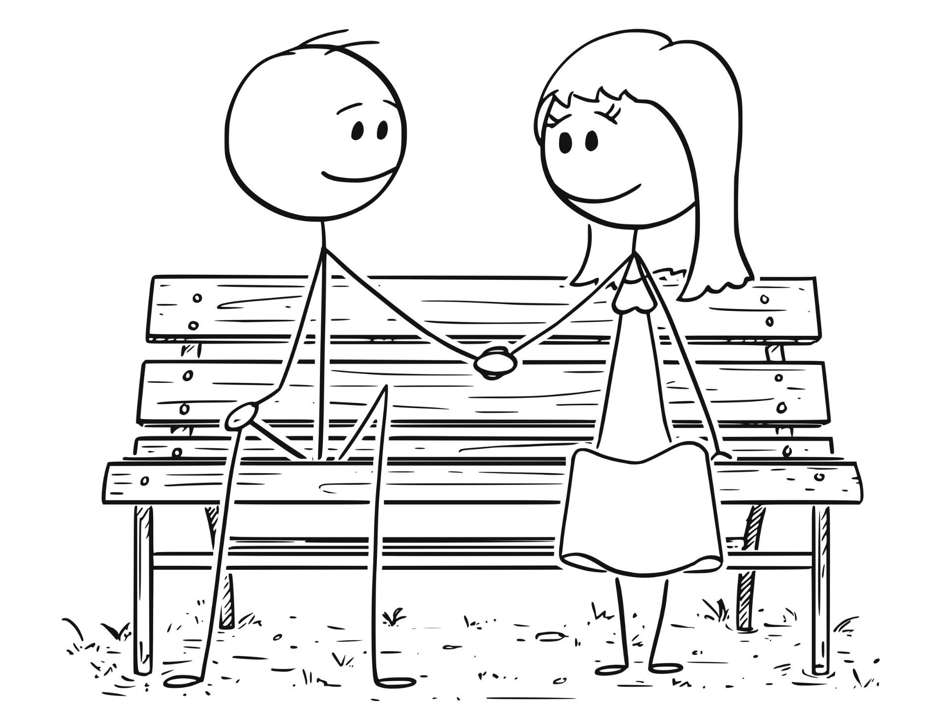 Pamela & Michael sat on a bench holding hands