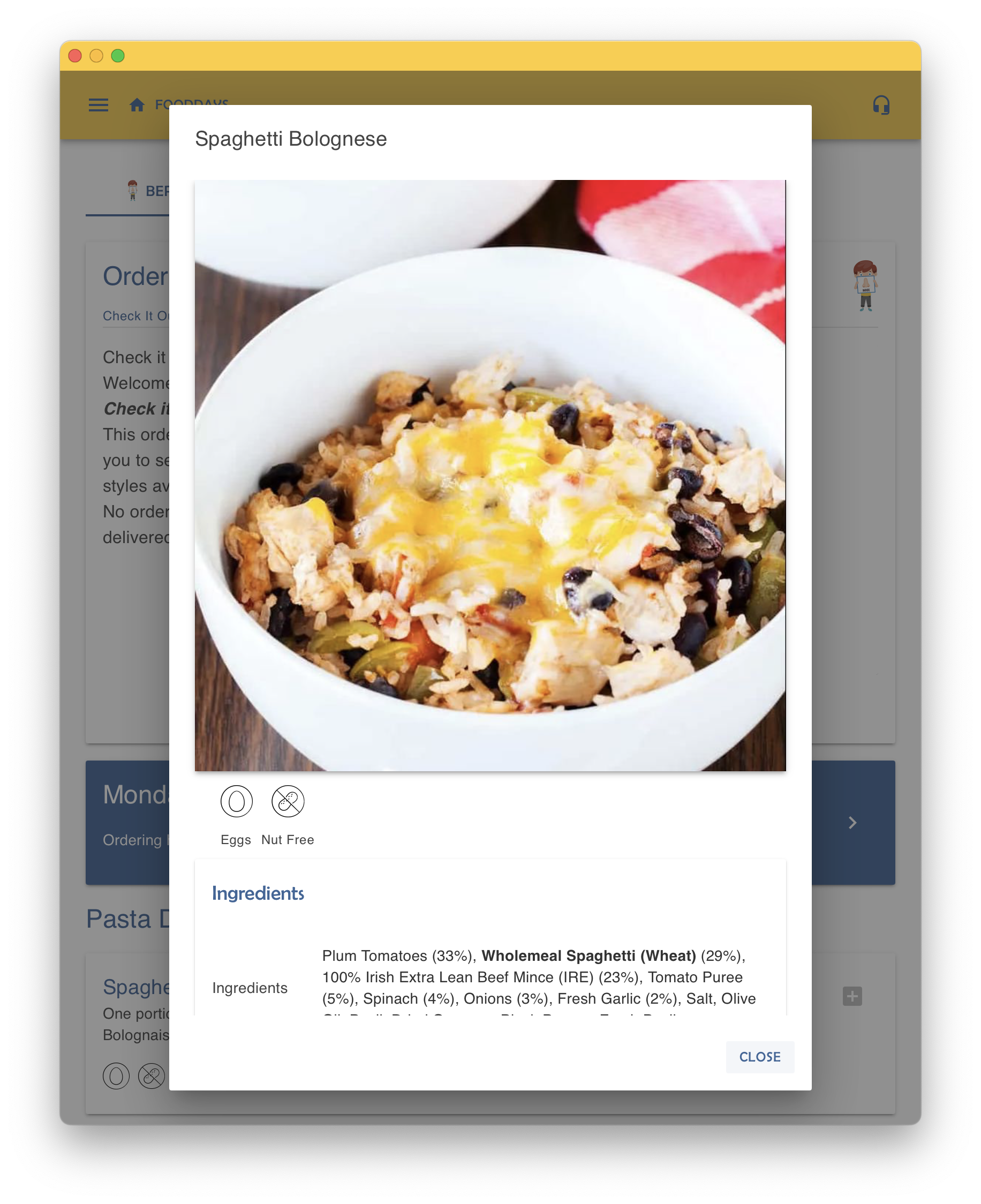 Lunch Ordering with all the Nutritional Information